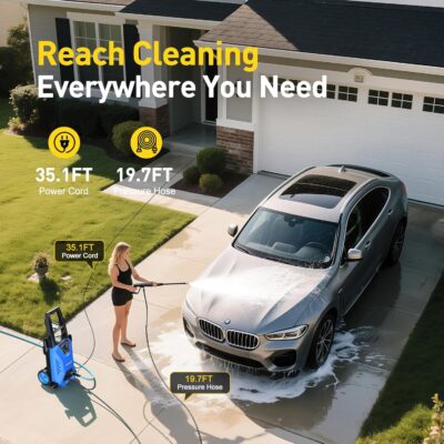 EVEAGE Electric Pressure Washer, Power Washer with 1000Ml Foam Cannon, Powerwasher for Cars, Fences, Patios, Decks, Home and Driveway Cleaning - Image 3