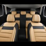 CAR PASS Leather Seat Covers Full Set Universal Water Resistant 3D Foam Back Support, Luxury Comfort Automotive 5 Seat Covers All Season Fit for SUV,Sedan,Van, Airbag Compatible Elegance(Beige Black) - Image 6