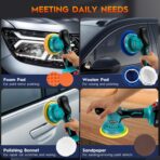 Cordless Car Buffer Polisher Kit with 2x21V Batteries, 6 Inch Car Polisher with 8 Variable Speed Max 6000RPM & 21 PCS Attachments, Buffer Polisher for Car Detailing, Sanding, Scratch Removing - Image 5