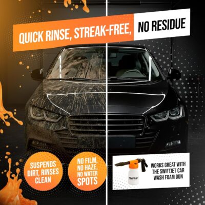 SwiftJet Orange Foam Car Wash Soap – pH Balanced Super Soapy Shampoo & Surface Cleaner – Thick Foaming Suds for Cars, Trucks, SUVs & Boats – Streak-Free Shine, Safe on Wax & Sealant (64 FL OZ) - Image 4