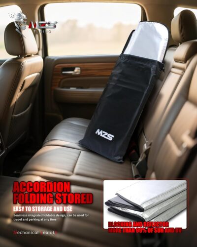 MZS Windshield Sun Shade Compatible with Grand Cherokee/L 2022-2026, Foldable Car Front Window Sunshade with Storage Pouch, Sun Visor Shield Accessories for Interior Protector - Image 6