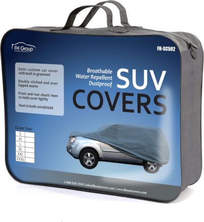 FH Group Universal Fit Medium Non-Woven Water Resistant SUV Cover , Gray - Image 6