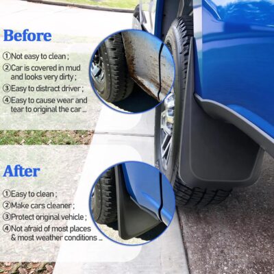 Front Rear Mud Flaps Splash Guards for Ford F-250 F-350/2017-2026 Mudflaps Mud Guard for Trucks 4PCS Set Black (w/o OEM Fender Flares) No Need to Drill Holes,Easy Install - Image 3