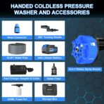 AZZUNO Cordless Pressure Washer, 850PSI Portable Pressure Washer, 4000mAh Powerful Washer with 6-in-1 Nozzle, Handheld Power Cleaner for Car, Home Cleaning & Garden Watering Blue - Image 7