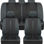 Motor Trend Black & Gray Car Seat Covers Full Set – Front Seat Covers & Rear Bench Seat Cover – Airbag Compatible, 60/40 Split Bench for Smaller Trucks, Cars & SUVs – Automotive Interior Accessories