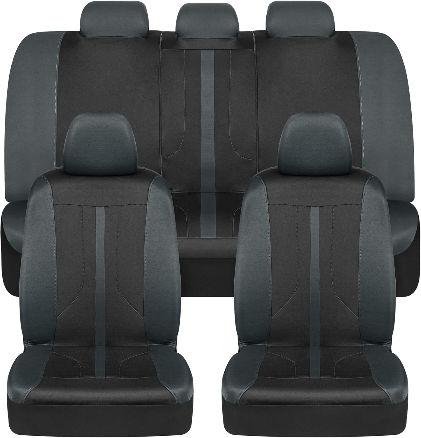81bn5opevFL._AC_SL1500_.jpg Motor Trend Black & Gray Car Seat Covers Full Set – Front Seat Covers & Rear Bench Seat Cover – Airbag Compatible, 60/40 Split Bench for Smaller Trucks, Cars & SUVs – Automotive Interior Accessories - Image 1