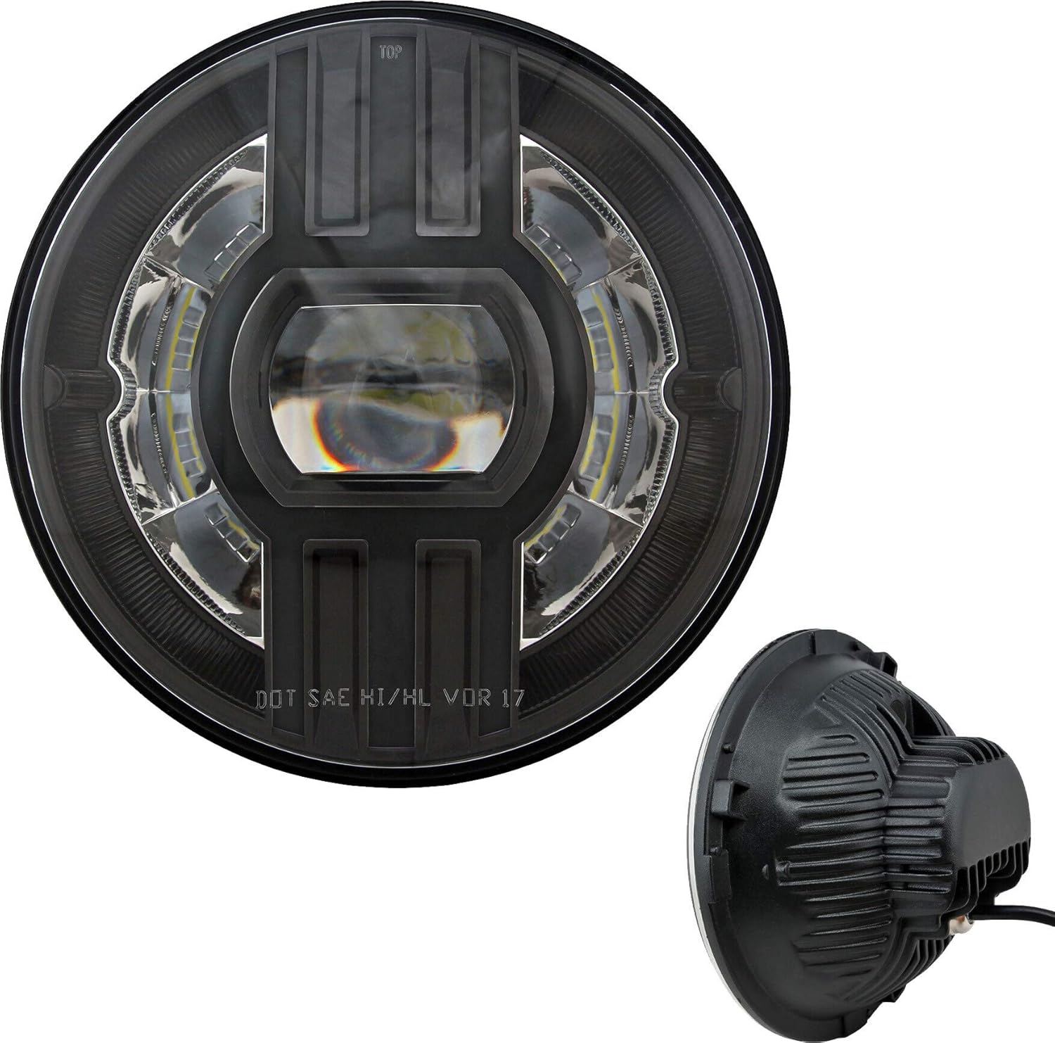 81c-UyJNLnL._AC_SL1500_.jpg Cyron ABIG7B2-BN Headlight 7" Beast 2 Pitch Black W/Driving Light - Image 1