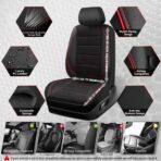 CAR PASS Mesh Leather Car Seat Covers Full Set,Breathable Mesh Faux Leather Seat Covers for Car, Universal Fit for SUV Truck Sedan Automotive, Airbag Compatible, Black and Red - Image 3