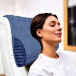 Memory Foam Headrest Pillow for Neck Pain Relief & Cervical Support - Ergonomic Neck Cushion for Office Chair, Car, Recliner, Sofa - Breathable & Pressure Relief (Navy Blue, 17x2.7 Inches)