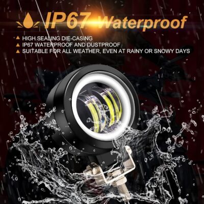 20W LED Motorcycle Fog Lights, 3 Inch Round Daytime Running Light, Additional Driving Spotlights 12V 24V With 3-Wiring Handlebar Switch - Image 5