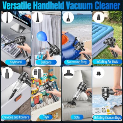 Handheld Car Vacuum Cleaner Cordless,18000PA High Power Portable Vacuum Cleaner&Air Duster,3 Gear,7 in 1 Small Vacuum Cleaner Rechargeable,Mini Hand Held Vacuum for Car Home Office Keyboard - Image 3