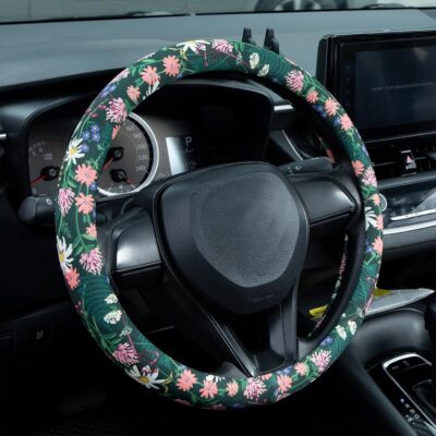 Flower, Floral, Daisies Steering Wheel Cover Auto Steering Wheel Protector, Anti-Slip, Breathable, Absorbing Sweat, Universal Car Accessories 14.5–15 inch,Fit for Most Car, Trucks, SUV - Image 3