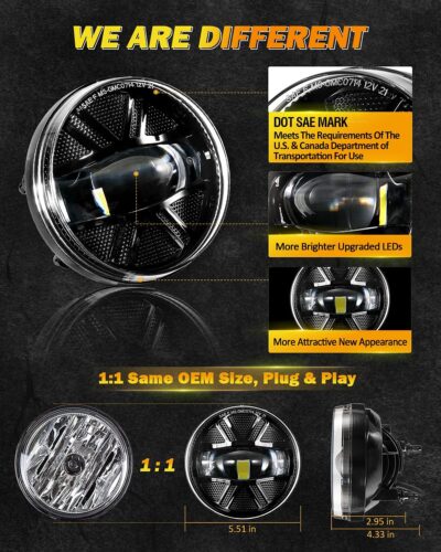 Auxbeam LED Fog Lights Replacement for GMC Sierra 1500 2007-2013, Sierra 2500HD 3500HD 2007-2014, DOT Approved LED Fog Lamps for Sierra 1500 2500HD 3500HD - Image 2