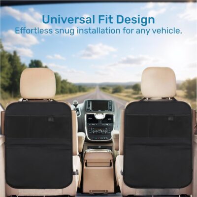 Enovoe Back Seat Cover for Kids Extra Large - 2 Pack with Multi Pocket Storage Organizer - Back Seats Protector for Upholstery from Dirt, Mud, Scratches - Waterproof Car Seat Protector for Kids - Image 4