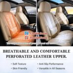 Coverado Seat Covers, Car Seat Covers Front Seats, Car Seat Cover, Car Seat Protector Waterproof, Car Seat Cushion Nappa Leather, Beige Seat Covers Carseat Cover Universal Fit for Most Cars - Image 7
