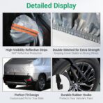 Half Car Cover for SUV, Sunroof & Windshield Cover for Ice and Snow, Hail Protector with Cotton Liner, Waterproof Roof Car Cover for All Weather Sun Rain Dust Protection - Image 2