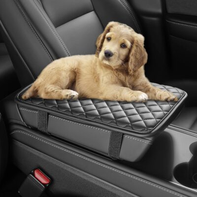 Car Armrest Covers, Vehicle Center Console Cover, Middle Storage Organizer Pads, Dog & Cat Paws Protetor, Nappa Leather, Waterproof, Anti-Slip, Auto Interior Accessories, Black, Size S - Image 2