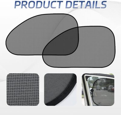 2Pack Car Window Shade for Baby Side & Back Windows Sunshades, Universal Cooling Mesh Screen Window Sun Shade for Passenger Kids Children Snap in Car, Provides Glare and UV Protection - Image 3