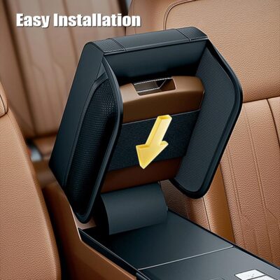 Shkalacar Car Armrest Storage Box Center Console Cover Armrest Organizer Arm Rest Cover Car Interior Accessories with PU Leather Memory Foam 2 Side Pockets for Most Cars SUVs Trucks (Black) - Image 6