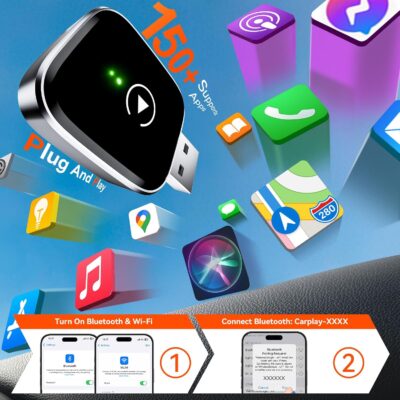 Redlake Wireless CarPlay Adapter for iPhone 2026 Wireless Apple CarPlay Adapter Mini Size with Cable USB & USB-C/Type-C Plug and Play Stable Connection and No Delay - Image 5