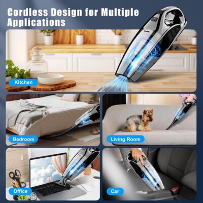 Handheld Vacuum Cordless Rechargeable Portable Car Vacuum, 7500Pa Powerful Suction Mini Hand Held Vacuum, 670ML Cup Lightweight Small Vacuum Cleaner for Car/Office/Home, Pet Hair - Image 5
