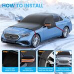 lootaan Windshield Cover for Ice and Snow - Heavy-Duty Winter Frost Guard with Side Mirror Pockets, Waterproof All-Weather Windproof Car Window Cover for Cars, Trucks, SUVs - Image 4