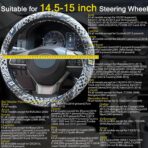 Boho Steering Wheel Cover, Bohemian Cloth Car Steering Wheel for Women Breathable Flax Ethnic Style Steering Wheel Accessories Cover Sweat-Absorbing Anti-Slip Fits 14 1/2-15 Inch - Black - Image 6
