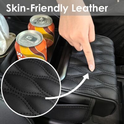 5-in-1 Car Armrest Cushion, Armrest Cover for Car, Nappa Leather Car Console Organizers and Storage for Most Vehicles, Car Accessories (Black, Normal) - Image 2