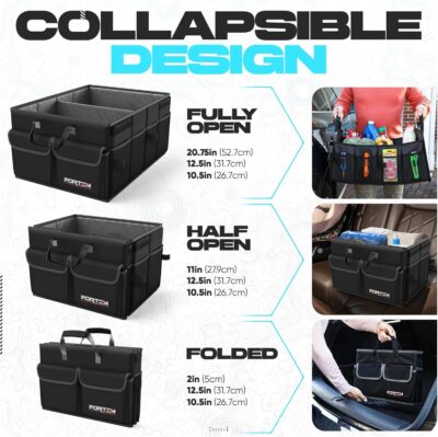 FORTEM Trunk Organizer For SUV Car Trunk Organizer, Foldable Storage, Car Accessories for Women Men, Collapsible Bag, Perfect Christmas Gifts, 600D Oxford, Non Slip Bottom, Straps, Soft Cover (45L) - Image 6