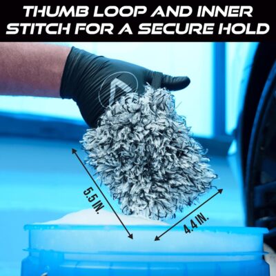 VIKING Wheel Cleaner Mitts for Car, Microfiber Wheel Cleaner for Car Detailing and Rims, Black and White, 5.5 Inch x 4.4 Inch, 2 Pack - Image 6