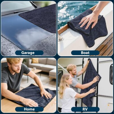4PCS Car Drying Towel Microfiber Detailing Kit - 36x24 in Car Towels Cleaning Supplies, Reusable Shammy Quick Dry Cloth for Carwash, for Auto, Boat, RV, Garage & Home, Scratch-Safe Absorbent Cleaning - Image 7