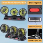 Triple-Head Fan for Car, Portable Car Fans for Vehicles Cars RV Vent with 360° Rotation Cigarette Lighter Plug - Image 5