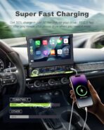 2026 Single Din Car Stereo with Wireless Apple CarPlay & Android Auto, 7-inch HD Motorized Flip Out Touchscreen Head Unit, Upgrade Type-C Fast Charge/USB/Bluetooth 5.1/DSP/AM/FM Radio Receiver - Image 3