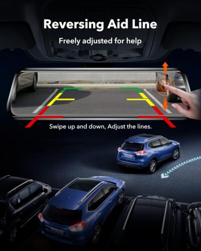 WOLFBOX G930 10'' Rear View Mirror Camera with 5.8GHz WiFi, 4K Dash Cam Front and Rear with WDR, Touch Screen Rearview Mirror Backup Camera, Parking Monitor, Reverse Assist, Includes 64GB Card & GPS - Image 8