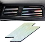 LivTee 20 Pieces Car Air Conditioner Decoration Strip for Vent Outlet, Universal Waterproof Bendable Air Vent Outlet Trim Decoration, Car Interior Accessories (Shiny Silver)