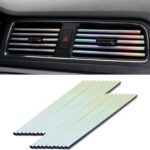LivTee 20 Pieces Car Air Conditioner Decoration Strip for Vent Outlet, Universal Waterproof Bendable Air Vent Outlet Trim Decoration, Car Interior Accessories (Shiny Silver)