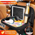SURDOCA Backseat Car Organizer with Foldable Tray for Kids & Adults – NEW MODEL Seat Storage with Touchable Tablet Pocket, Roadtrip Essentials – Fits Most Vehicles - Image 2