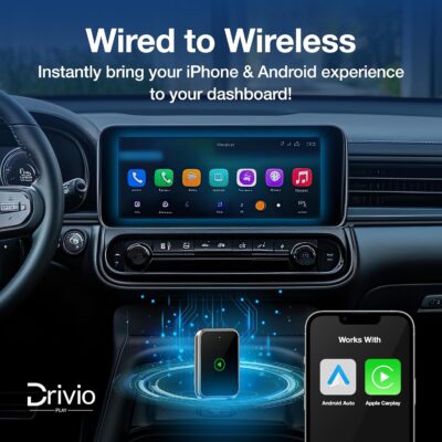 Drivio Wireless CarPlay Adapter for iPhone & Android | USB CarPlay Wireless Adapter with Screen Mirroring | 2026 Bluetooth Car Play Dongle Apple Play for Car Accessories Android Auto USB C & A - Image 7