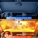 2025 Upgraded Zanch Car Front Windshield Sun Shade - Ultimate UV Protection & Heat Reductionlinnovative No-Light Leakage TechnologylFoldable DesignlPerfect Fit for Sedans Mini SUVs, Medium(64"X32") - Image 2