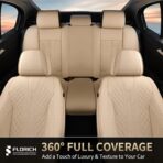 FLORICH Leather Seat Covers, Car Seat Cover Full Set Automotive Seat Covers Waterproof Car Seat Protectors 5 Seats Universal Seat Cover Fit for Most Cars SUV Trucks, Beige - Image 9