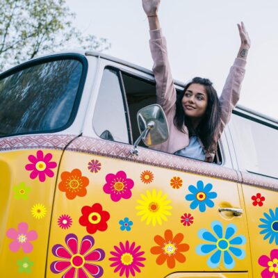 Fancy Land Daisy Stickers 180Pcs Flower Car Decals Vinyl Daisy Sticker Self Adhesive Car Labels for Truck Bumper Mirror Window Clings Decoration 12 Sheets - Image 4