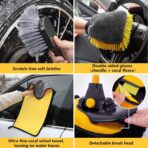 Car Wash Brush with Long Handle, 15°Curved Car Cleaning Brush with Replaceable Head Cover, Truck Washing Brushwith Telescopic Handle Wash Mop Kit 5PCS - Image 4