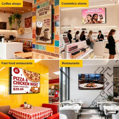 32" Wall Mount Digital Signage, 1000nits Slim Fit Frameless Digital Signage Display, LCD Monitor Advertising Screen, Android OS with HDMI in, Publishing Content with U-Disk/APP/CMS - Image 3