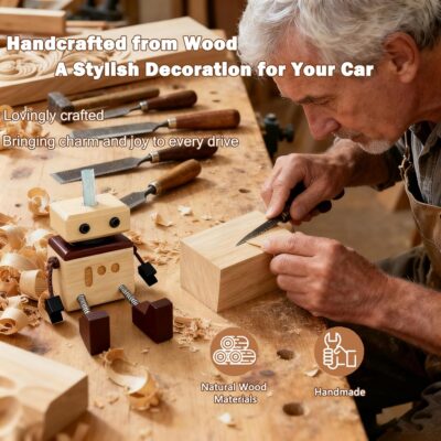 Car Air Freshener Wobbly Wooden Doll – Reusable & Refillable Linden Wood Car Diffuser Ornament, Handmade Shaking Feet Dashboard Decoration, Add Any Fragrance, 3 Scents (Lavender, Hilton & Jasmine) - Image 8