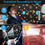Car Window Shades, 2 Packs Magnetic car Sun Shade for Baby, Double Layers Magnetic Colourful Space Pattern for Full Covers/Half Shade Options, Window Curtains for Heat/UV Protection Sun Block Covers - Image 3