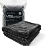 Large Car Drying Towel, 1300 GSM Professional Car Towel with Double Twisted Loop,Super Absorbent Large Microfiber Drying Towels for Cars, Trucks, SUVs - 20"x26", Gray