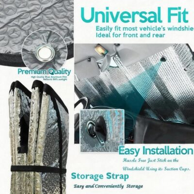 Big Ant Car Windshield Sunshade UV Ray Reflector Auto Window Sun Shade Visor Shield Cover, Keeps Vehicle Cool- Sliver (55" x 27.5") - Image 6