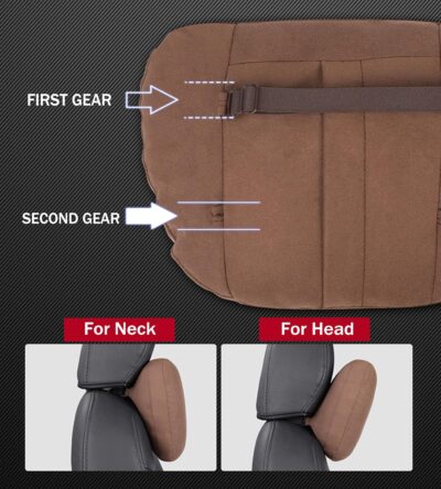 Genuine Leather Car Neck Pillow for headrest,Support Drive Seats Head Cushion,Real Cow Leather,11.8x7.5”,Plant-Based Polyester,Thickness & Height Adjustable,Inner Liner fillable(Wine,1p) - Image 8