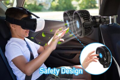 QIFUN 12V Car Fan, Portable Car Fan Cool Gadgets for Rear Seat Passenger, 4'' Headrest 360° Rotatable Backseat Car Cooling with Stepless Speed Regulation for Vehicles, SUV, RV, Boat - Image 5
