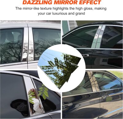 BASIKER Silver Door Pillar Trim Compatible with 2014-2020 Chevy Impala Accessories Stainless Steel Chrome Window Molding Trim (6pcs) - Image 3